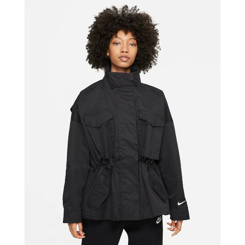 Nike Women's M65 Jacket Sportswear Essentials DD5985-010 Black Baggy Military